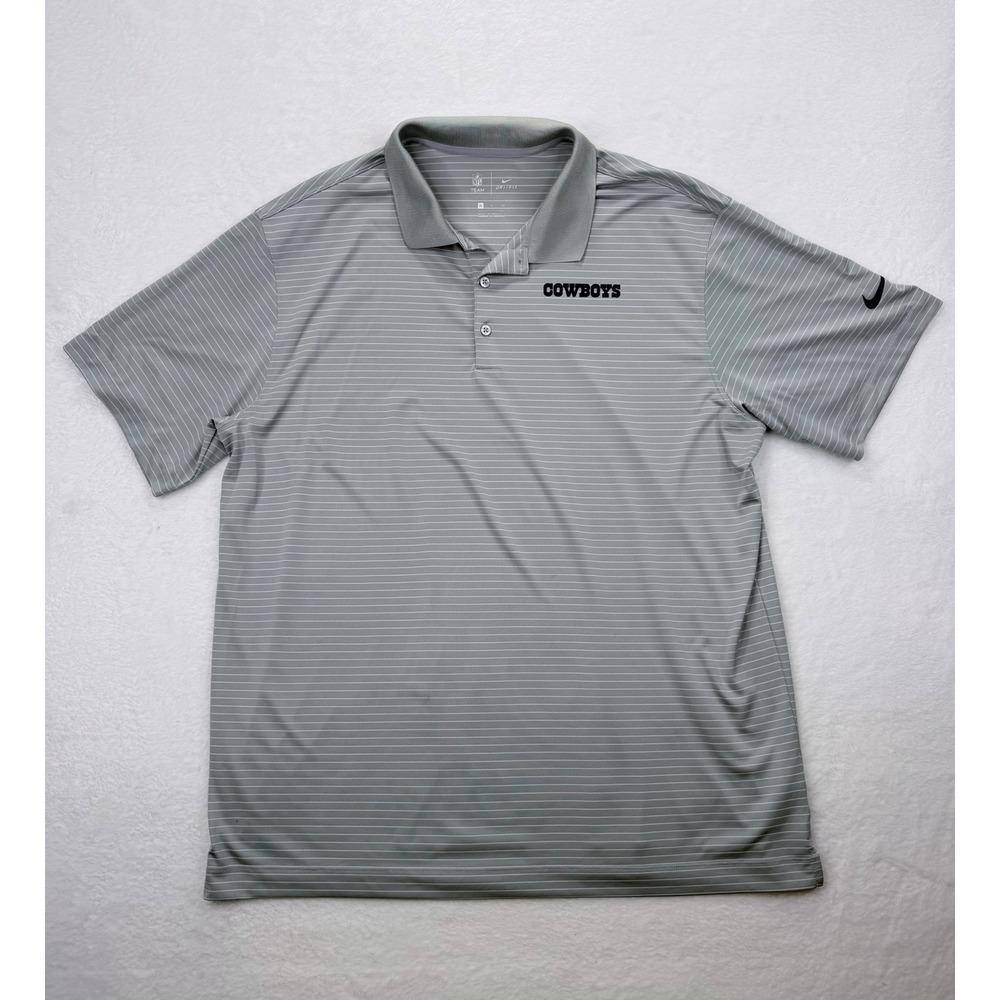 Nike Mens Dallas Cowboys NFL Dri-FIT Striped Polo Shirt Grey XL